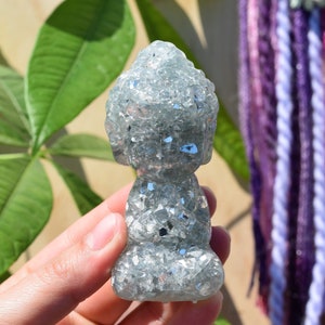 Estatua de Buda bebé transparente y blanca, estatua de Buda de resina, Buda bebé feliz, decoración de Buda, decoración del hogar de Buda, Buda de la buena suerte