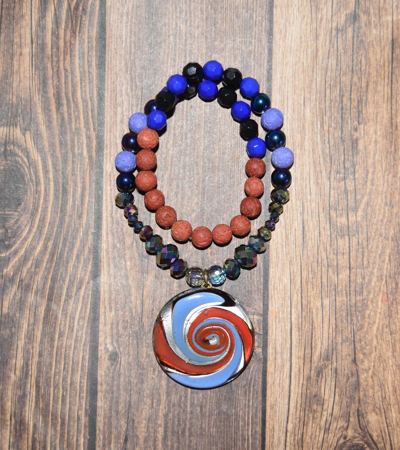 54 Beaded Mala Aromatherapy Jewelry Galaxy Mala Red Lava Beads Meditation Jewelry Lava Beads Purple Lava Beads Swirly Mala