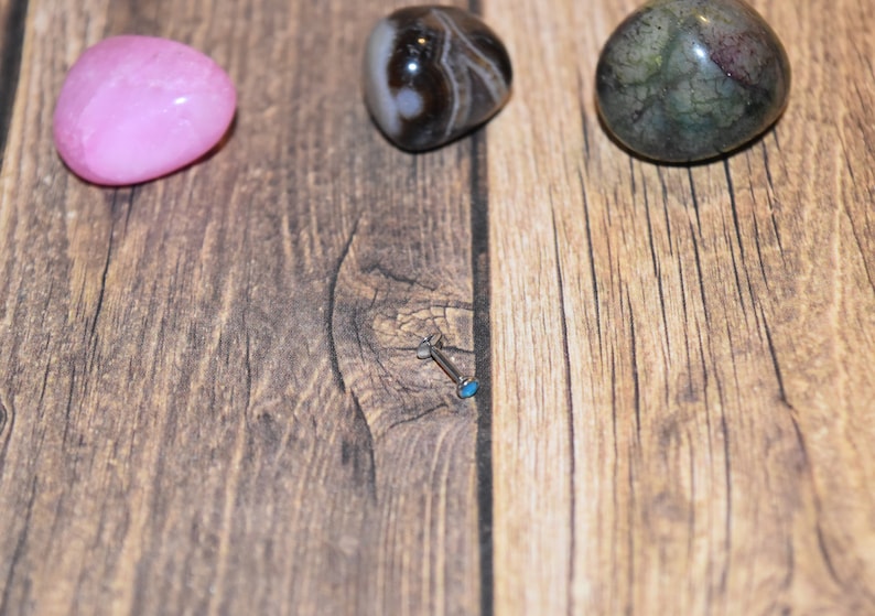 Nose Jewelry Blue Opal Ball Nose Ring L bend nose jewelry 316L surgical Steel Nose Stud Rings Flat Nose Ring Nose Rings