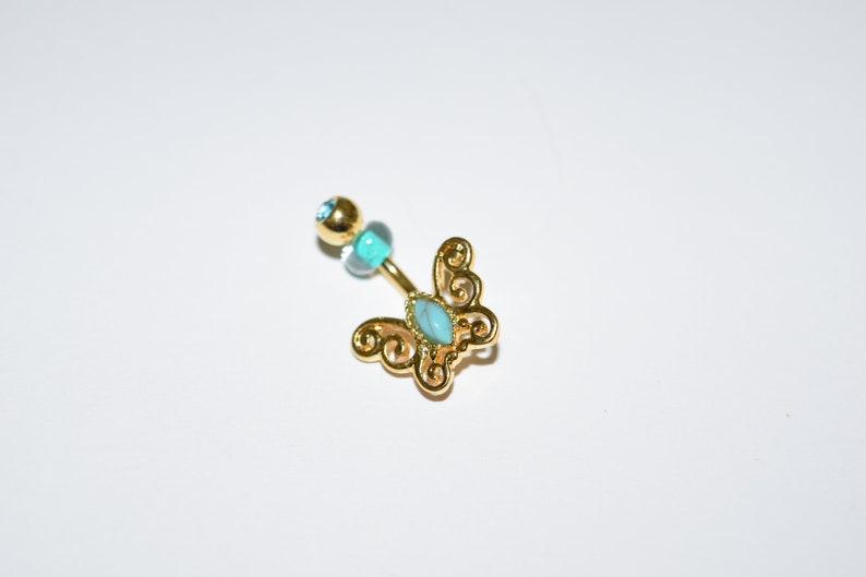 navel piercings belly piercings navel ring body jewelry Handmade Gold Butterfly Belly Ring 316L Surgical Steel Belly Button Rings