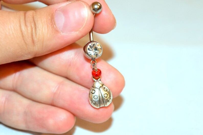 Lady Bug Belly Rings Red Lady Bug Belly Button Rings Belly Etsy