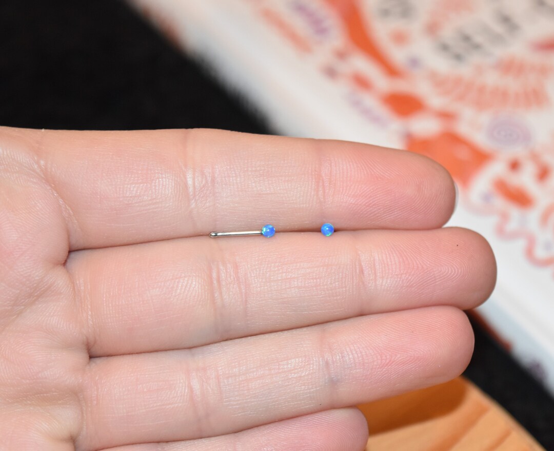 20G Blue Opal Ball Nose Ring Screw Nose Ring 316L Surgical Etsy