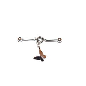 Barra industrial borboleta, barra pendente de 36 mm, piercing industrial, calibre 14, barra borboleta, compras de primavera