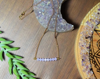 Aura Lavender Amethyst Gemstone Necklace - Bar Necklaces - Gemstone Bar Necklace - Crystal Necklaces, Mothers Day Gift