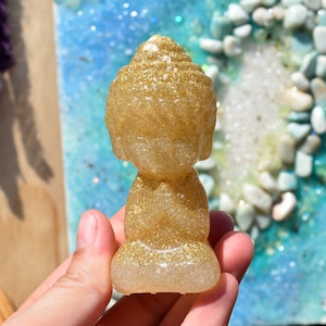 Estatua de Buda Bebé Dorado, Estatua de Buda Rezando de Resina, Buda Bebé Feliz, Decoración de Buda, Decoración de Buda para el Hogar, Compras de Primavera