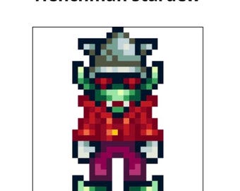 Litet korsstygnsmönster med hantlangare från Stardew Valley
