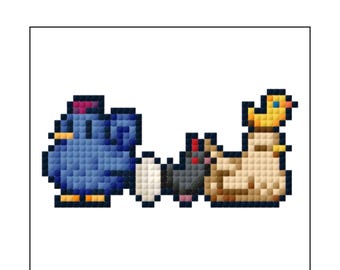 Sticker kip van kruissteekpatroon Stardew Valley