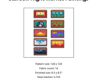 Stardew Valley Night Market Paintings cross stitch pattern