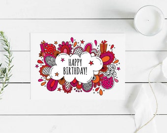 Happy Birthday | Digital Stamp & Clip Art | Instant Digital Download | Original Illustration