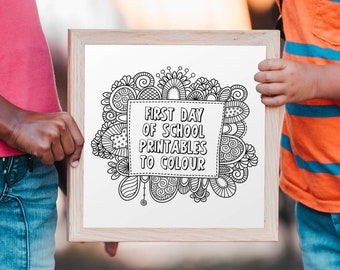 First Day of School Signs | Set of 9 to Colour | Back to School Printables | Instant download