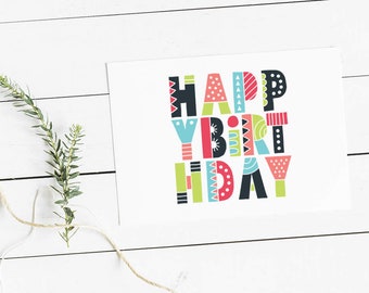 Happy Birthday Letters | Digital Stamp & Clip Art | Instant Digital Download | Original Illustration