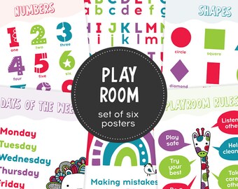 Set of Educational Playroom Posters | Instant Digital Download