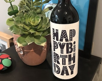PRINTABLE Birthday Wine Bottle Wrapper | Instant Digital Download to Print at Home | Original Design