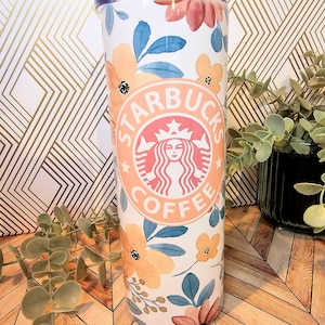 Starbucks floral tumbler/ FREE SHIPPING/20oz starbucks tumbler/ Spring tumbler starbucks/ mothers day gift/