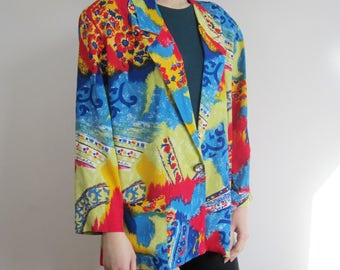vintage 80s 90s Psychedelic print blazer jacket