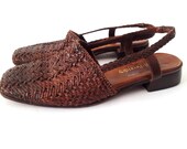 vintage Russel Bromley Woven braided brown leather slingbacks 8.5C