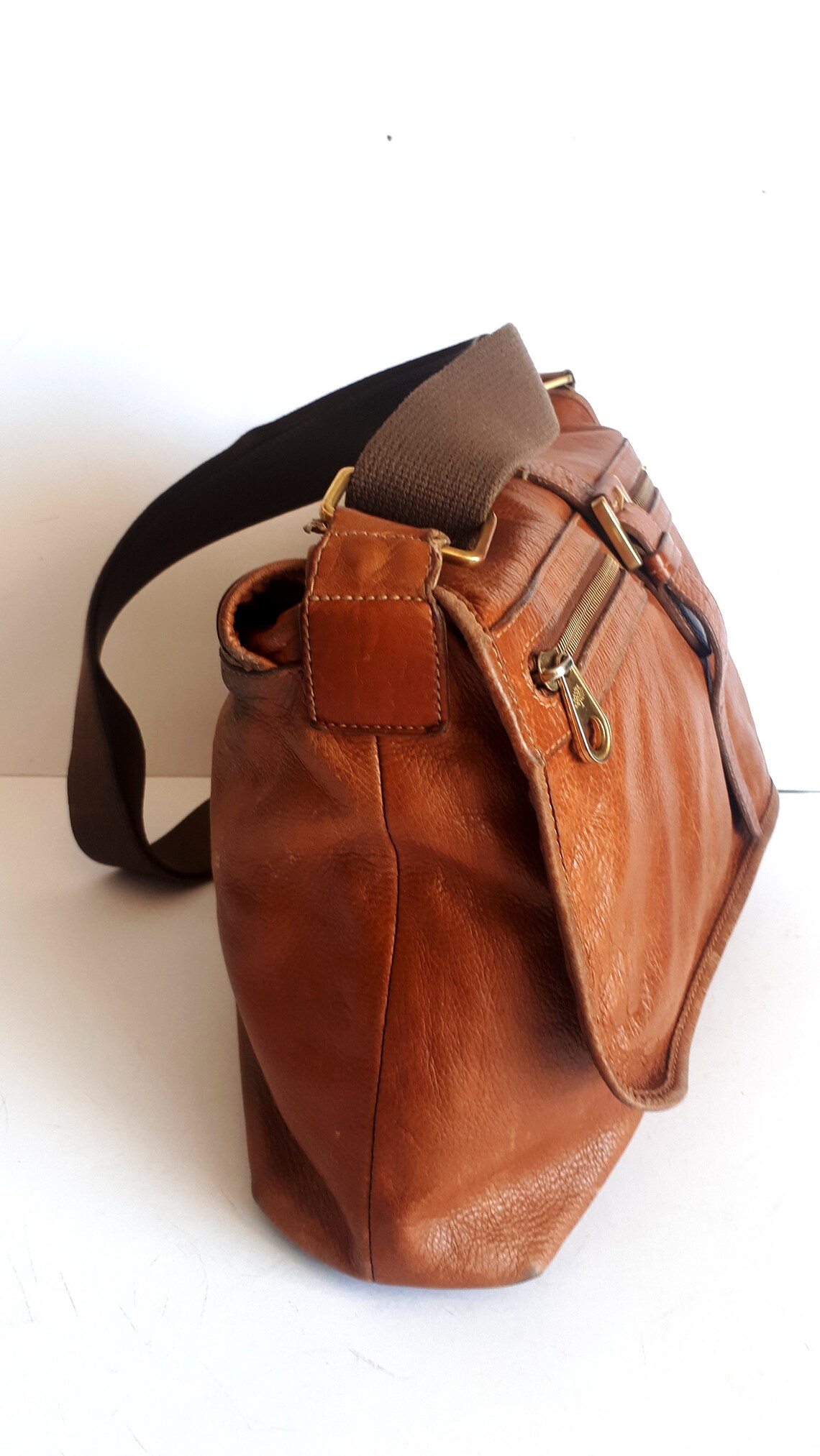 MULBERRY oak leather messenger cross body flap bag Etsy