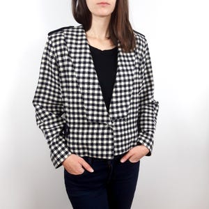 vintage 80s 90s jacket black & white Mono wool blend Houndstooth check plaid
