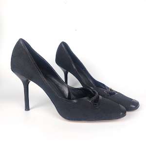Gucci vintage GG Monogram canvas leather heels 38.5 110131