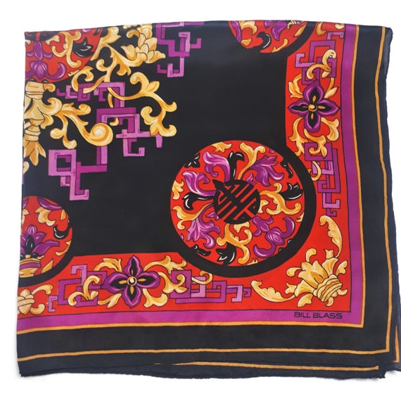 vintage BILL BLASS floral abstract silk scarf 31"