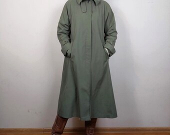 vintage khaki olive Heritage A line flared trench coat S M