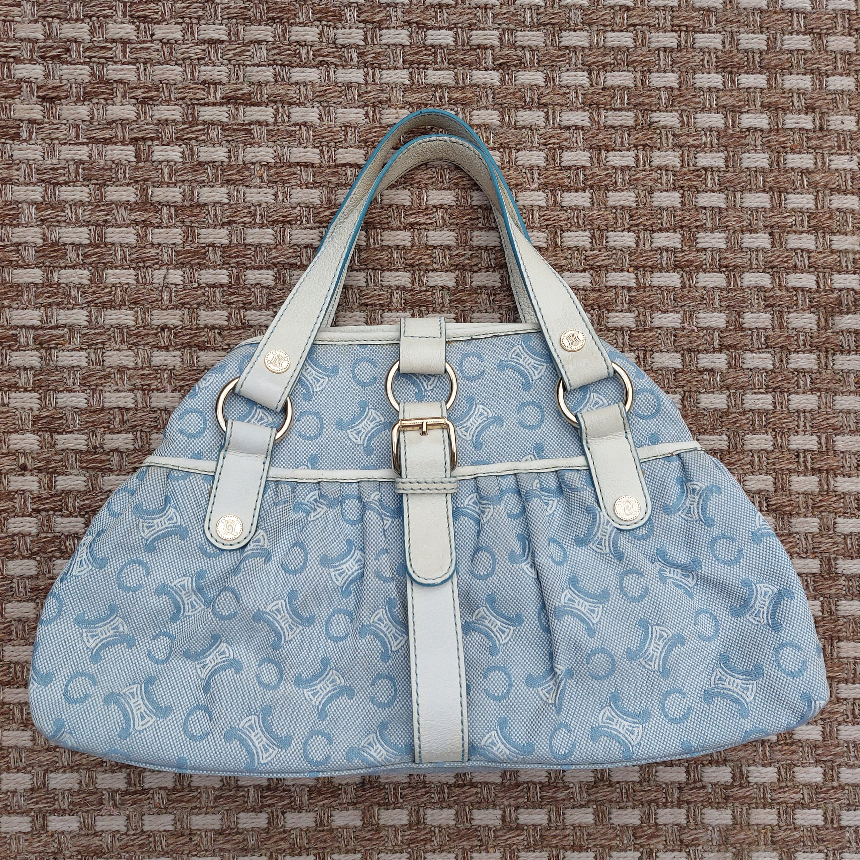 CELINE vintage Blue denim Macadam Monogram under shoulder bag