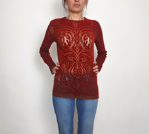 vintage 90s Jean Paul Gaultier JPG Red Velvet Devo
