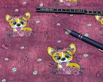 Jersey Digital Small Dog/Puppy with Roses and Butterfly