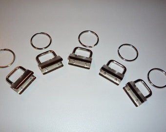 5 key fob blanks, 25 mm wide, DIY key fobs, for felt & fabric, round key rings, craft supplies, key embellishment