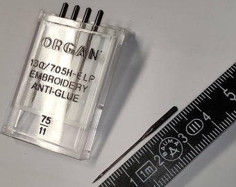 Organ needles embroidery anti glue 5 pieces in hardcase