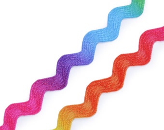 3.00 m rick rack 6 mm rainbow colors, washable, polyester