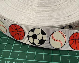 1.00 m Ripsband weiss, Fussball, Basketball, Baseball 26mm breit, für Turniere, zur Deko, für Kinder, Schlüsselbänder usw