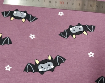 Cotton Jersey - Bats Halloween Autumn Party Vampires Spooky Fellows Night