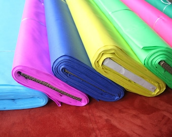 Stretch denim fabric, solid color – 6 colors to choose from – neon colors green, yellow, orange, blue, purple, pink
