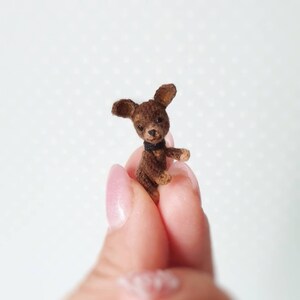 Micro crochet tiny puppy. miniature chihuahua. Gift for dogs mom. Micro amigurumi