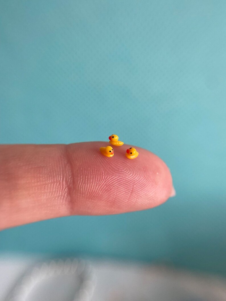 Tiny Rubber Yellow Duck, Micro Ducky 0,3 Mm 0,11 Inches Dollhouse