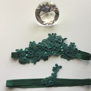 Hunter Lace garter,GreenWedding Garter,Hunter Green Wedding,Green Wedding Garter,Wedding,Plus Size Wedding Garter