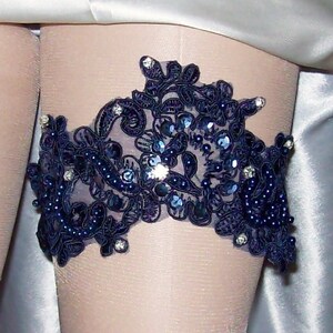 Liga de renda azul marinho, algo azul, liga de renda, liga plus size, conjunto de liga de casamento, conjunto de liga de noiva, liga de noiva, casamento marinho, azul