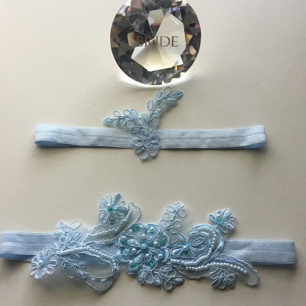 Soft Blue Lace garter, Garter ,Something Blue Wedding, Wedding Garter,Plus Size Bride,Bridal Garter,WQedding,Beaded Wedding garter,Beaded