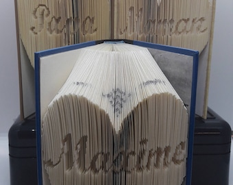 Pack of 3 books folded heart personalized name