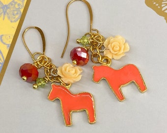 Rose Horse Earrings
