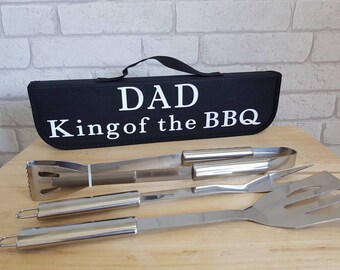 Personalised BBQ Tool Kit~Father's Day Gift~King of the Grill Tools~Gift for Dad~Gift for Grandad~Gifts for Men~The Grillfather Present