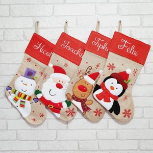 Personalised Christmas Stocking~Traditional Christmas Stocking~Xmas Stocking~Penguin~Father Christmas~Santa~Reindeer~Snowman~Family Stocking