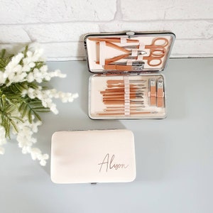 Personalised Manicure Set~18 Piece Manicure Set~Rose Gold Nail Set~Gift For Her~Stocking Filler~Gifts Under 20~Bridesmaid Gift~Party Favour