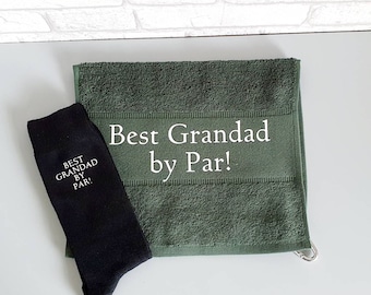Best Grandad by Par Towel and Sock Set~Sports Towel~Personalised Towel~Gift for Grandad~Father's Day Gift~Gifts Under 20~Golfing Gift