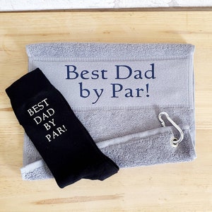 Best Dad by Par Golf Towel~Personalised Golf Towel~Golf Lover~Gift for Him~Gift for Dad~Gift for Grandad~Gifts Under 20~Father&#39;s Day Gift