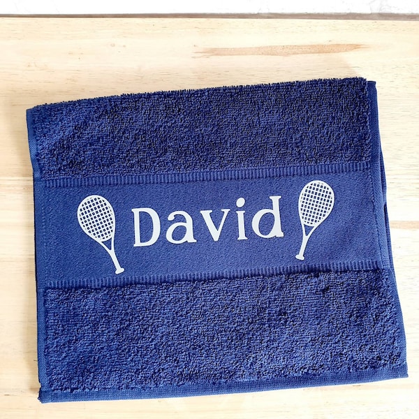 Personalised Tennis Towel~Tennis Lover Gift~Tennis Gifts~Named Tennis Towel~Exercise Towel~Christmas Gift~Gifts Under 15~Gifts for Dad