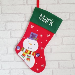 Personalised Christmas Stocking~Snowman Stocking~Santa Stocking~Xmas Stocking~Christmas Decoration~Kids Christmas Stocking