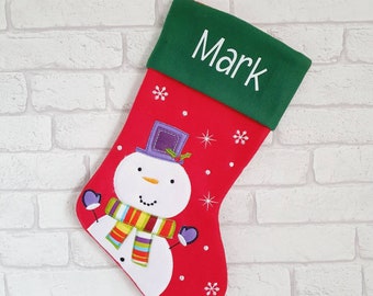 Personalised Christmas Stocking~Snowman Stocking~Santa Stocking~Xmas Stocking~Christmas Decoration~Kids Christmas Stocking