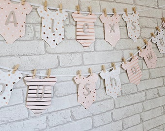 Custom Baby Shower Bunting~Baby Shower Celebration~New Baby Garland~Baby Girl~Baby Boy